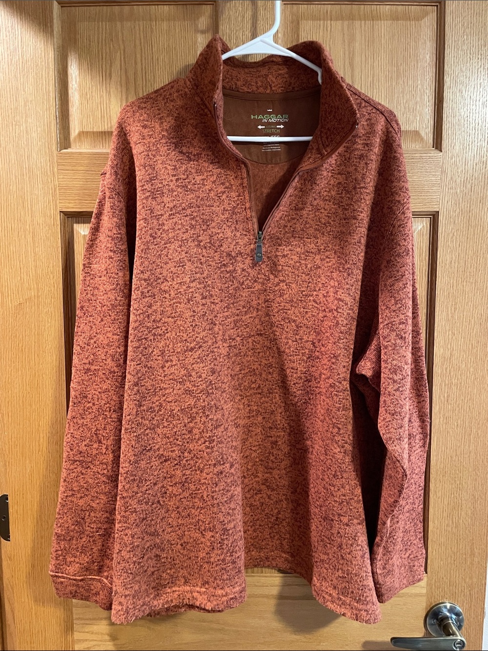 Haggar Men's Heathered Rust Half-Zip Sweater
